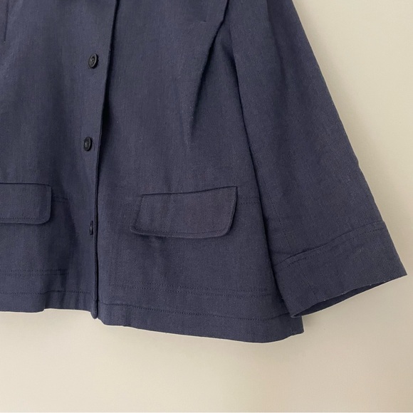See By Chloe Linen Wool Blazer Boxy Cropped Size 8 Made in Italy Navy Jacket - Picture 5 of 15